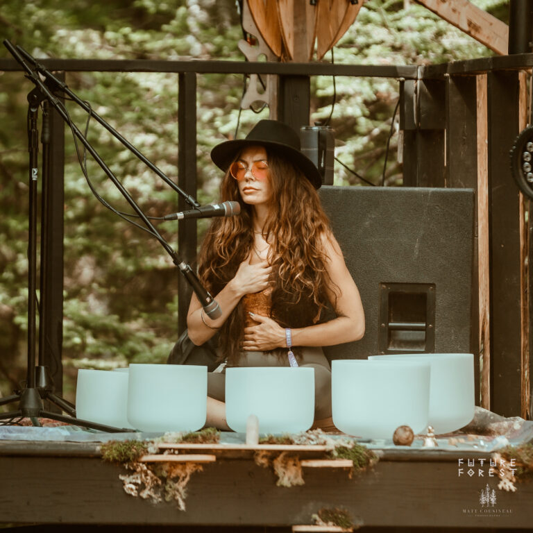 A yoga and meditation session in the forest at Future Forest